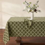 Laurel Leaf Tablecloth by Lenox – 122" x 70" (Rectangular), 67% Cotton, 33% Polyester, Loden, Model 194590653934