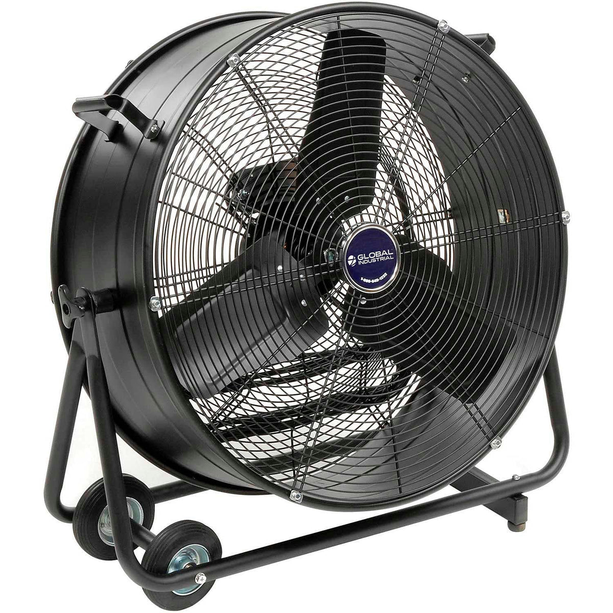 24" Diameter Portable Tilt Drum Blower Fan by Global Industrial – 13.25"L x 30"W x 30.5"H, Alloy Steel, Black, Model MI0820R