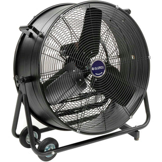 24" Diameter Portable Tilt Drum Blower Fan by Global Industrial – 13.25"L x 30"W x 30.5"H, Alloy Steel, Black, Model MI0820R