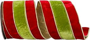 Reliant Ribbon Plush Velvet Overlay Deluxe Gold Metallic Backed Wired Edge Ribbon, Red/Moss