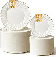 100 Pack by Stock Your Home – 100 Count, Plastic, Ivory & Gold, Pack of 100, Model Stock Your Home 3733