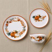 Molidiki Melamine Dinnerware Set, 12 Piece Pumpkin Design, For 4