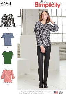 Simplicity Creative Patterns US8454H5 Misses' Tops with Sleeve & Flounce Variations Pattern, H5 (6-8-10-12-14)
