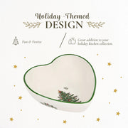 Spode Christmas Tree Earthenware Dip Bowl, Heart Shape, Multicolor
