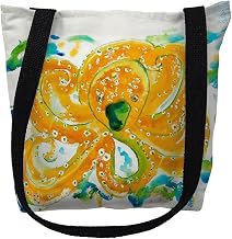Betsy Drake TY083M 16 x 16 in. Orange Octopus Tote Bag - Medium