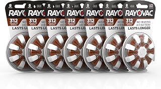 Rayovac Hearing Aid Batteries Size 312 for Advanced Hearing Aid Devices, 8 Count (Pack of 7)