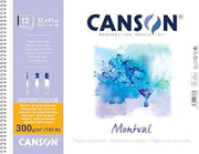 'Canson Spiral-Bound AQ Montval Fine Watercolour Pencils, 12 Sheets Per Pad 300gsm Spiral on Short Edge, White 32 x 41 cm weiß