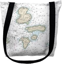 Betsy Drake TY13283ISM 16 x 16 in. Isle of Shoals New Hampshire Nautical Map Tote Bag - Medium