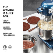 Commercial Luna 10 - 10- Quart Planetary Mixer by Waring – 10 Quart - 3/4 Horsepower, 10.0 quarts, Stainless Steel, Blue, Model WSM10L