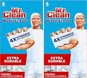 Mr. Clean Magic Eraser, Extra Durable, Shoe, Bathroom, and Shower Cleaner, Cleaning Pads with Durafoam, 4 Count (Pack of 2)