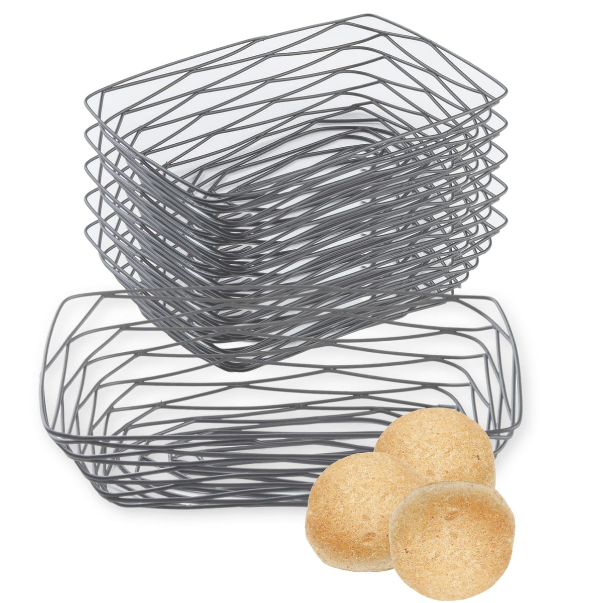 Tablecraft 9.1 by 6.1 Inches / Black / Rustic Bread & Serving Baskets
