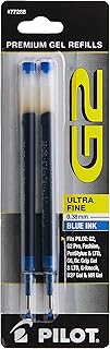 Pilot, G2 Gel Ink Refills, Ultra Fine Point 0.38 mm, Blue, Pack of 2