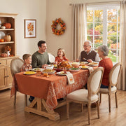 Softalker Faux Linen Fall Tablecloth, 60x104 Inch Rectangle, Pumpkin & Leaf