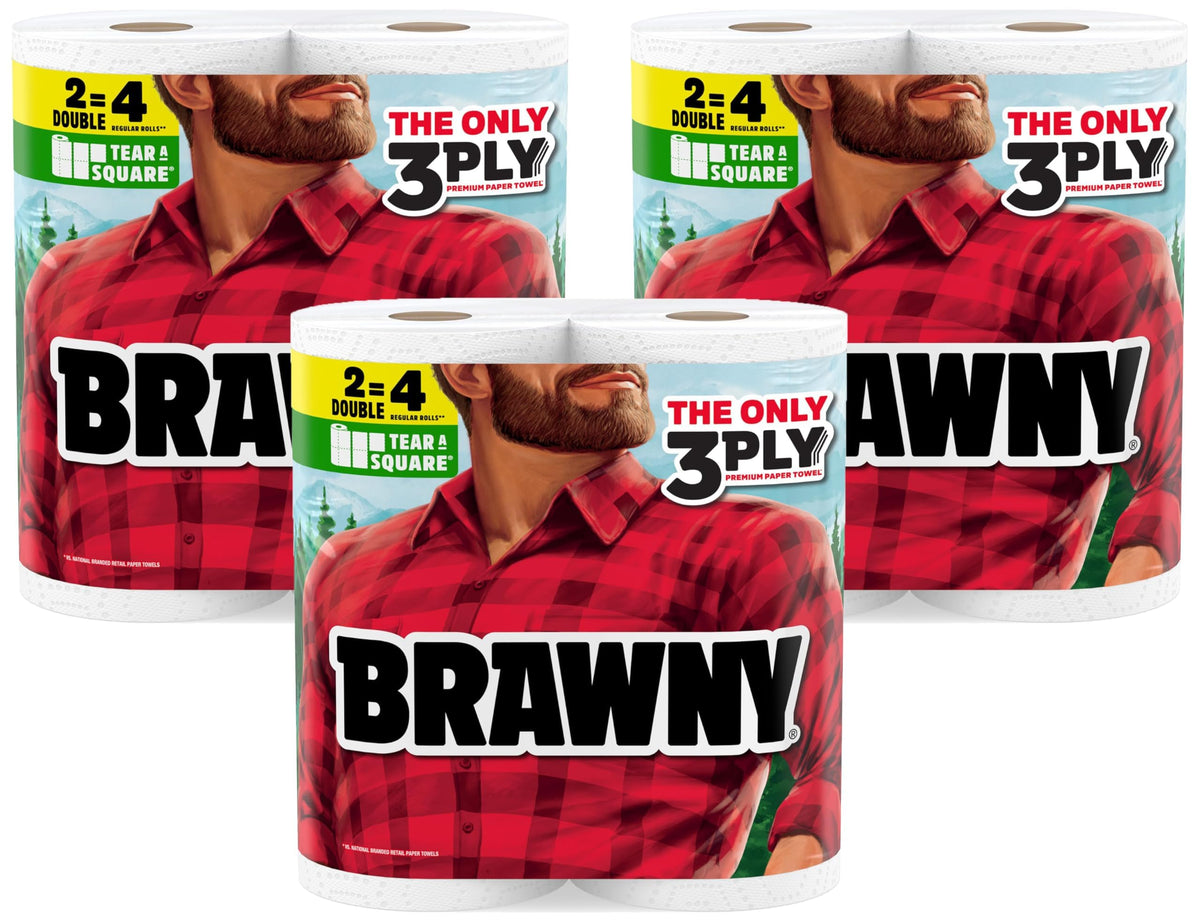 Brawny 6 (3X2) Double Rolls (76 Sheets Each) / White / 1 Paper Towels
