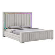 Elias Grey King Bed with Immersive Sound by Global Furniture USA – King (U.S. Standard), Polyester Blend, Grey, Model ELIAS-GREY-KB W/ IS