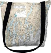 Betsy Drake TY13288SPM 16 x 16 in. Southport - Pemaquid Maine Nautical Map Tote Bag - Medium