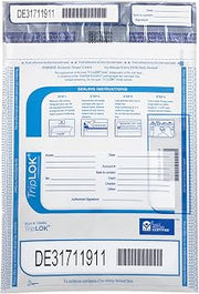 ControlTek TripLok Tamper-Evident Deposit Bags, 9" x 12", Clear, 100 Bags