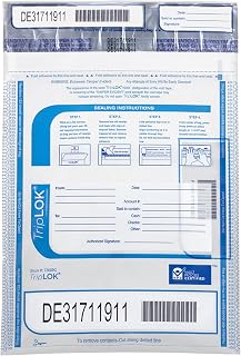 ControlTek TripLok Tamper-Evident Deposit Bags, 9" x 12", Clear, 100 Bags