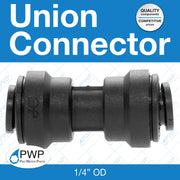 Union Connector 1/4"OD 10 Pack by John Guest – Acetal Copolymer, Black, Pack of 10, Model 4-PP0408E