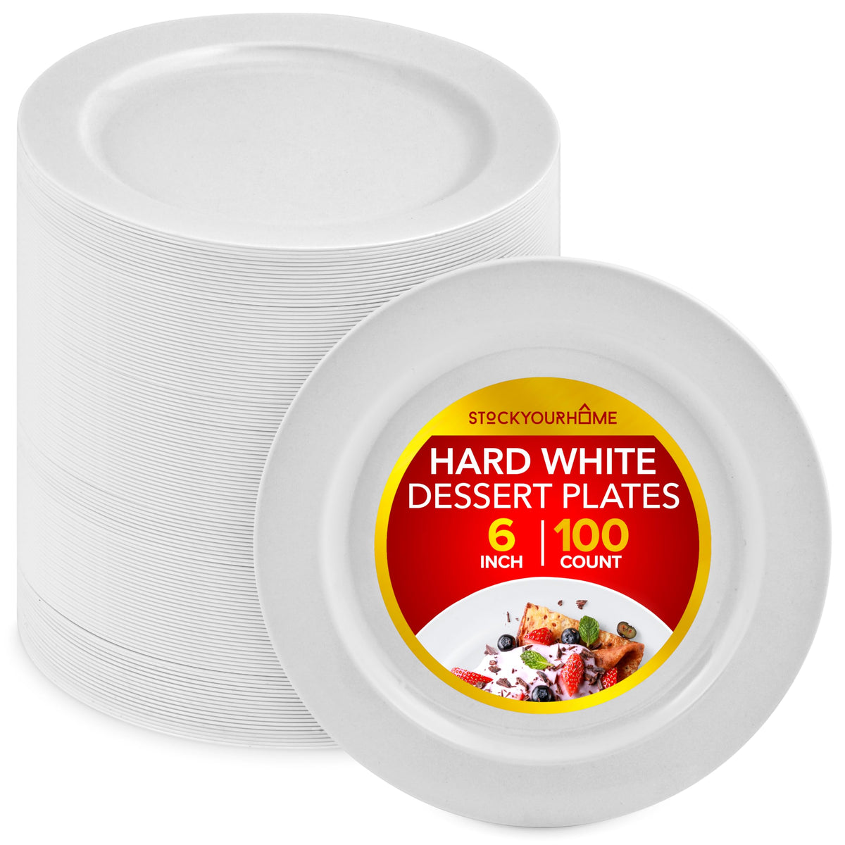 Stock Your Home 100 / White / 4 Pack Pack of 25 Plates
