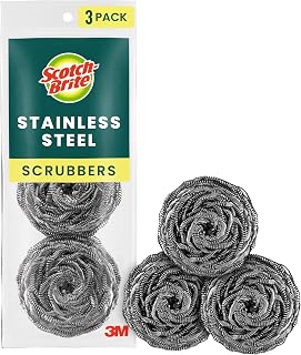 Scotch-Brite Stainless Steel Scrubbers, 3 Pack
