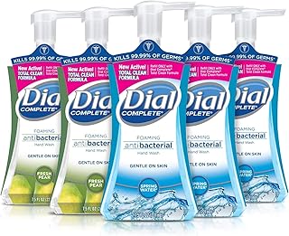Dial Complete Antibacterial Foaming Hand Soap, 2-Scent Variety Pack, Spring Water/Fresh Pear, 7.5 Fluid Ounces Each , 5 count (Pack of 1)