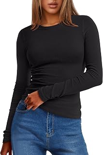 Womens Long Sleeve Thermal Shirts Fleece Tops Basic Tee