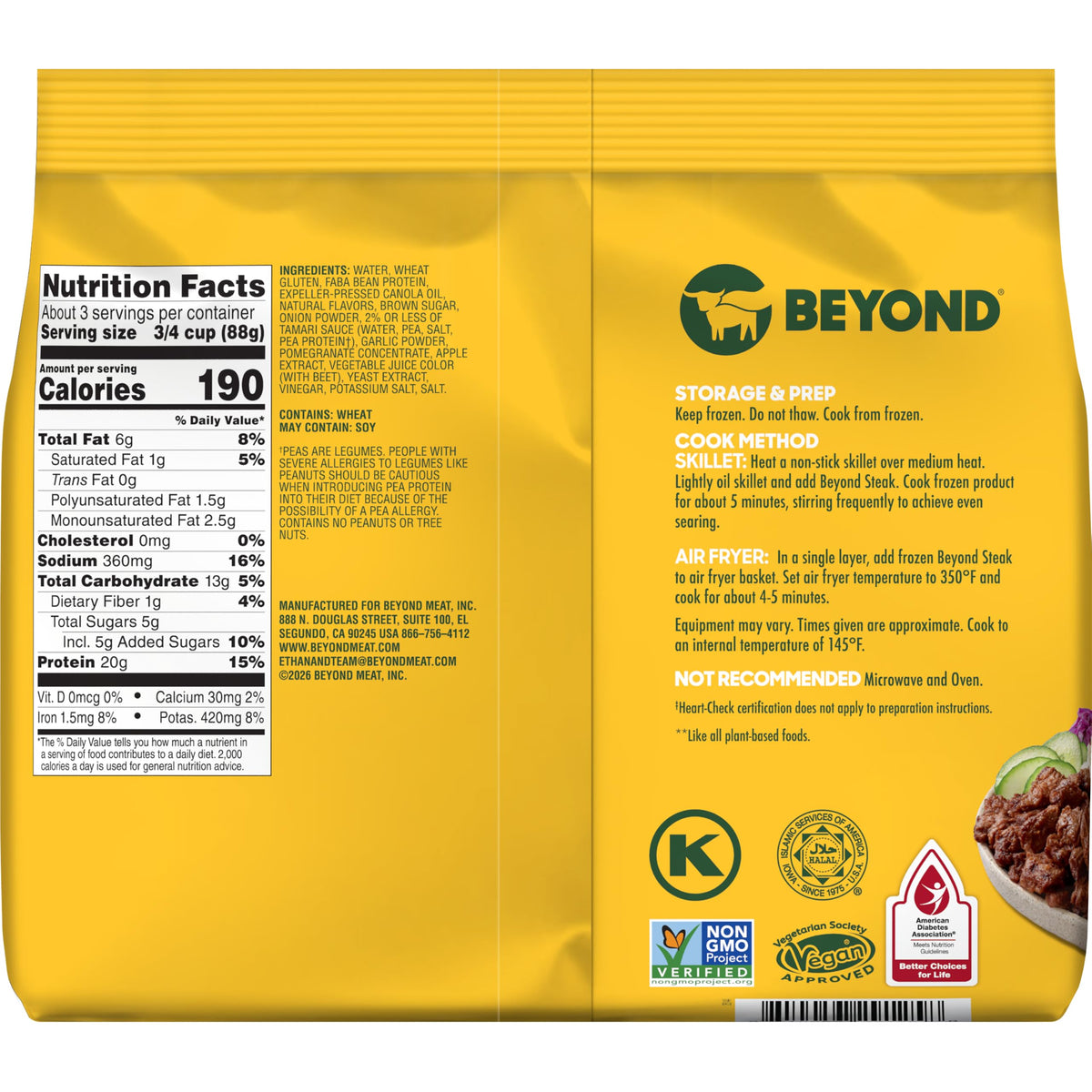 Korean BBQ Style Plant Based Steak Tips by BEYOND MEAT – 10 Ounce