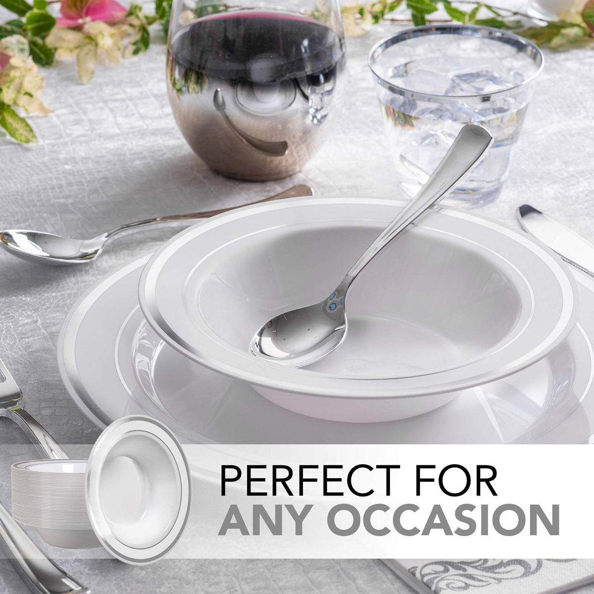 Stock Your Home Silver / 100 Pack / Modern Bowls