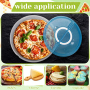 LemonRoad Dual Compartment Food Carrier, 12 Inch Diameter, Green and Blue Lids