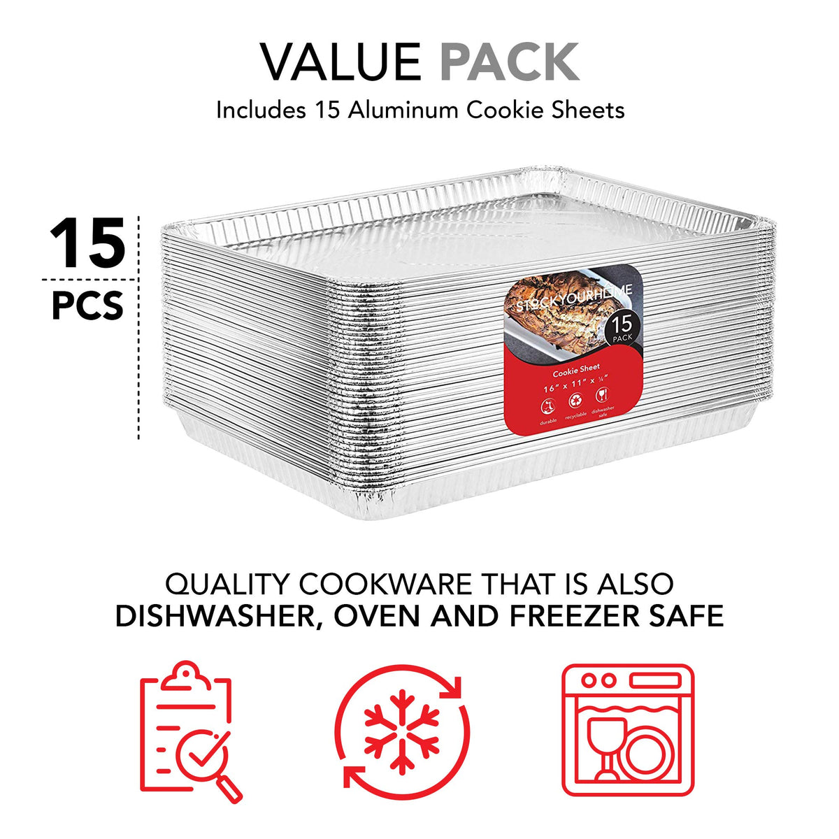 Stock Your Home 15 Pack / Silver / 11.0 inches Baking & Cookie Sheets
