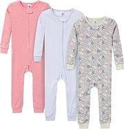 Gerber Baby Girls 3-Pack Snug Fit Footless One Piece Cotton Pajamas
