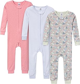 Gerber Baby Girls 3-Pack Snug Fit Footless One Piece Cotton Pajamas