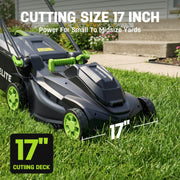 40V 17 in Electric Lawn Mower Combo with String Trimmer and Leaf Blower by Steelite – Forest Green, Model AZDG512+AZDG308-1-NEW