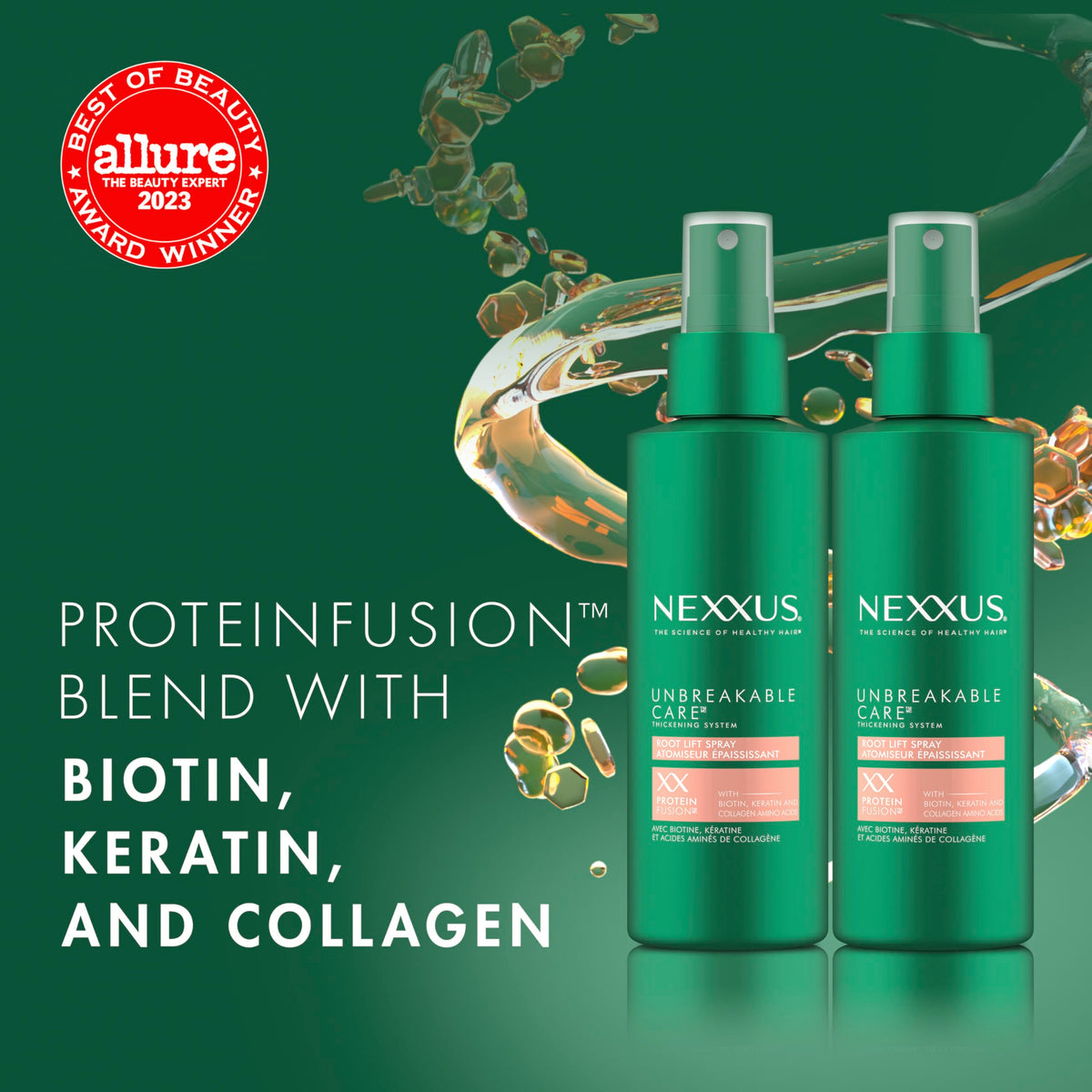 Root Lift Thickening Spray Unbreakable Care with ProteinFusion Blend of Biotin by Nexxus – 6 Fl Oz (Pack of 1), Green, Model 605592007972