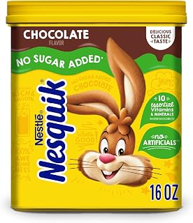 Nesquik No Sugar Added Chocolate Milk Mix Powder, 16 Oz Canister