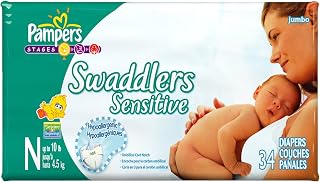 Pampers Swaddlers Sensitive Newborn Diapers Size 0, 27 Count