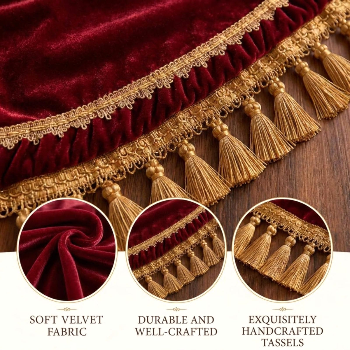 Roowest Velvet Christmas Tree Skirt, 48 Inch Octagon, Classic