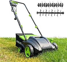 Steelite 13-Inch 12-Amp Electric Dethatcher & Scarifier | 2-in-1 Dethatcher & Scarifier, Powerful 12-Amp Motor, 4-Position Height Adjustment, Lightweight, 8-Gallon Collection Bag