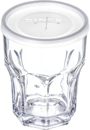 Disposable Lid with Straw Slot for CFS Stackable and Louis Tumblers by DINEX – 0.5" x 2.62" x 2.62", 8 ounces, Polystyrene, Straw, Model DX1191ST8714