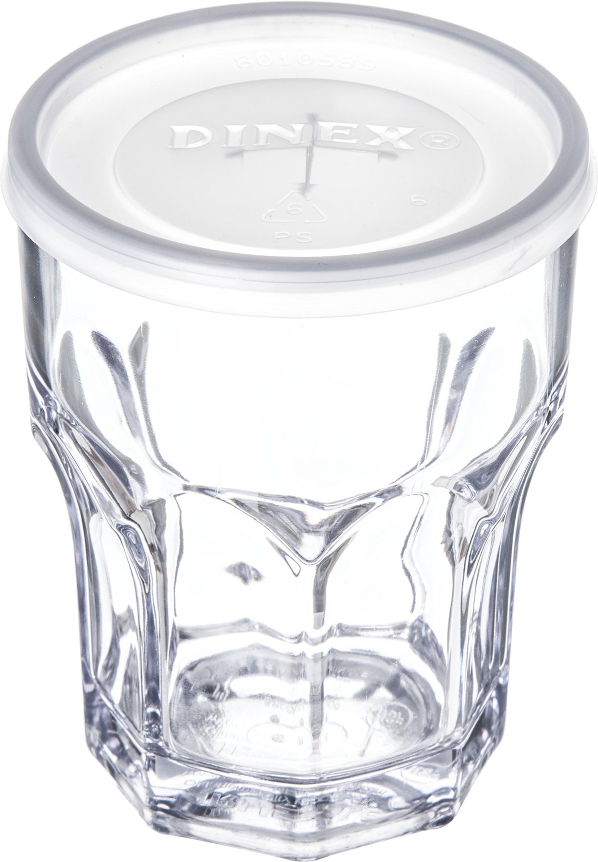Disposable Lid with Straw Slot for CFS Stackable and Louis Tumblers by DINEX – 0.5" x 2.62" x 2.62", 8 ounces, Polystyrene, Straw, Model DX1191ST8714