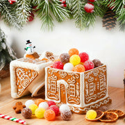 Chunful Gingerbread House Cookie Jar, Ceramic, Brown and White