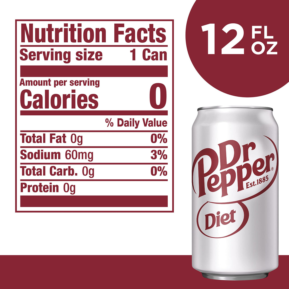 DR PEPPER Diet / 12 Fl Oz (Pack of 12) / Rich brown Soft Drinks