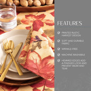 Elrene Harvest Festival Cloth Napkins, 17 x 17 Inches, Set of 8