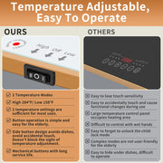 Wanish Electric Warming Tray, Tempered Glass Surface, 32 x 12 Inch, White