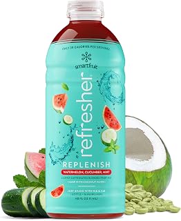 Smartfruit Replenish Refresher Concentrate - Watermelon Cucumber Mint - Made with Real Fruit Juice, Just Add Ice and Water, No Added Sugar, Coconut Water, Natural Energy, makes 16 drinks - 48oz