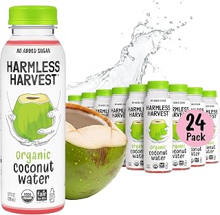 Harmless Harvest Organic Coconut Water, Original, 10 Fl Oz, 24 Pack | No Sugar Added, No Added Flavor, Natural Electrolyte Hydration Drink, Non-GMO, Fair for Life Certified