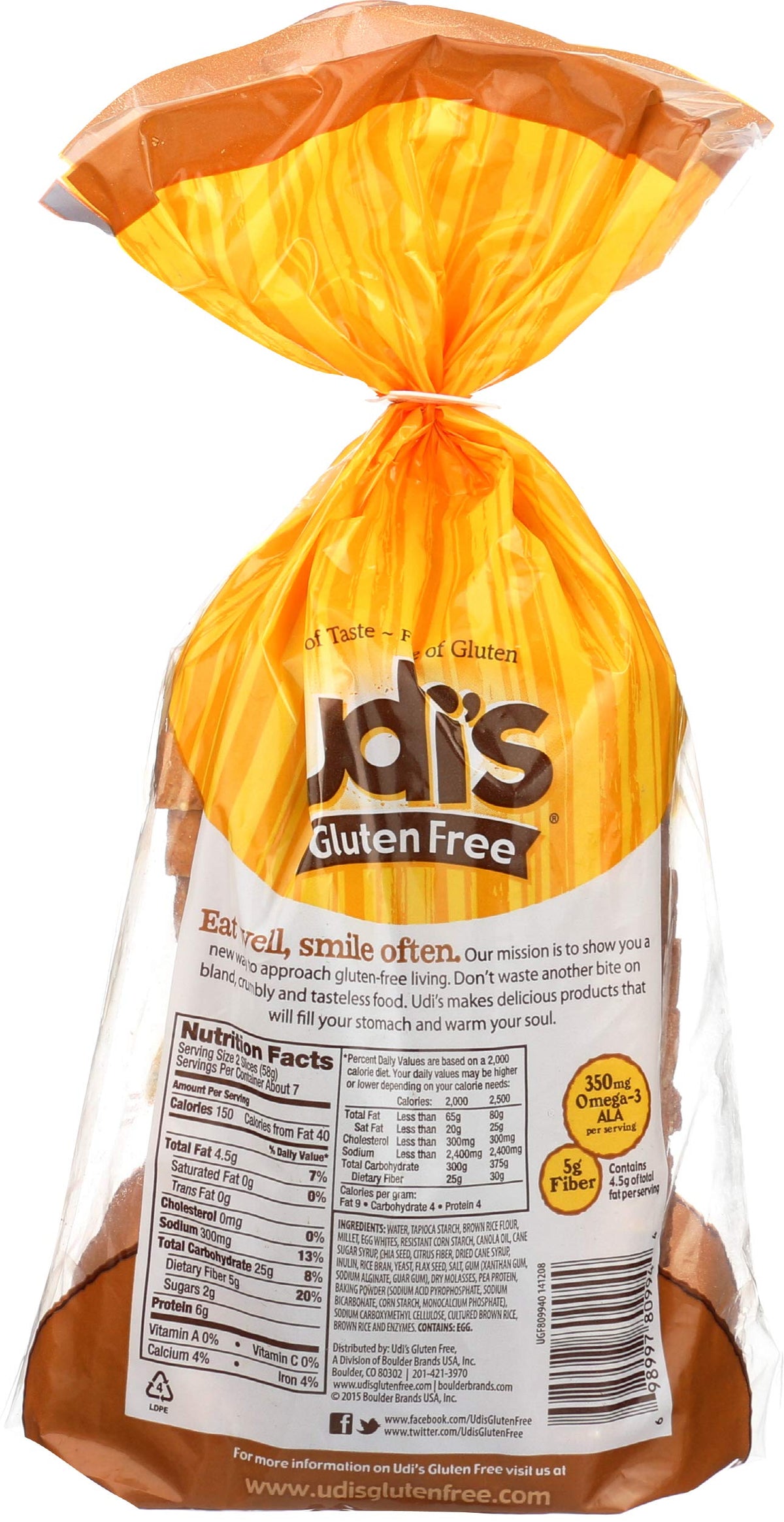 Gluten-Free Millet-Chia Bread by Udi's – 14.3 Ounce (Pack of 8), Pack of 8, Model 69899780994