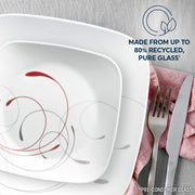 Square Splendor 12-Piece Dinnerware Set by Corelle – Glass, Gray, Pack of 12