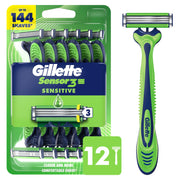 Gillette 12 Count (Pack of 1) / Sensor3 Sensitive (12ct) / Green Disposable Razors